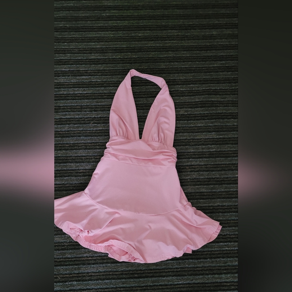 Pink mini dress with shorts